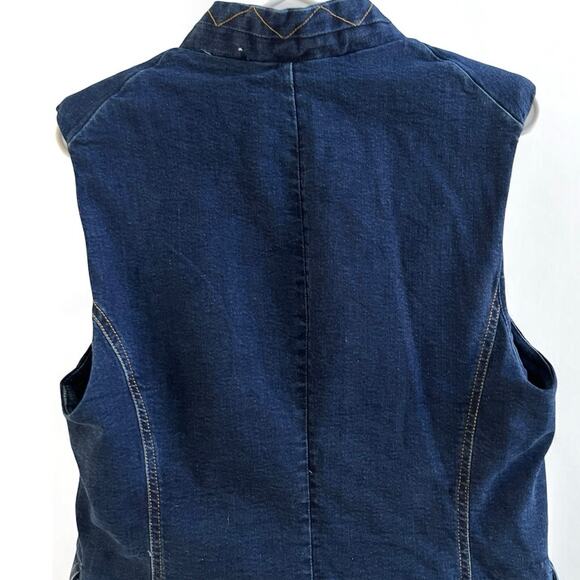 Avec Les Filles NWT Anthropologie Denim Double Breasted Sleeveless Vest Medium - Picture 8 of 11